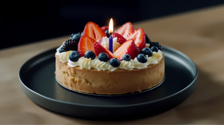 鲜美蛋糕装饰红蓝莓摄影版权图片下载