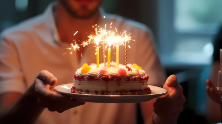 生日聚会生日蛋糕蜡烛摄影图片