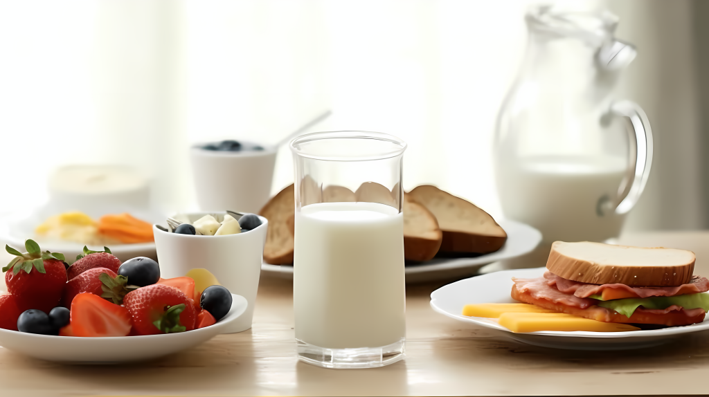 早上起床后丰盛的营养早餐摄影图版权图片下载