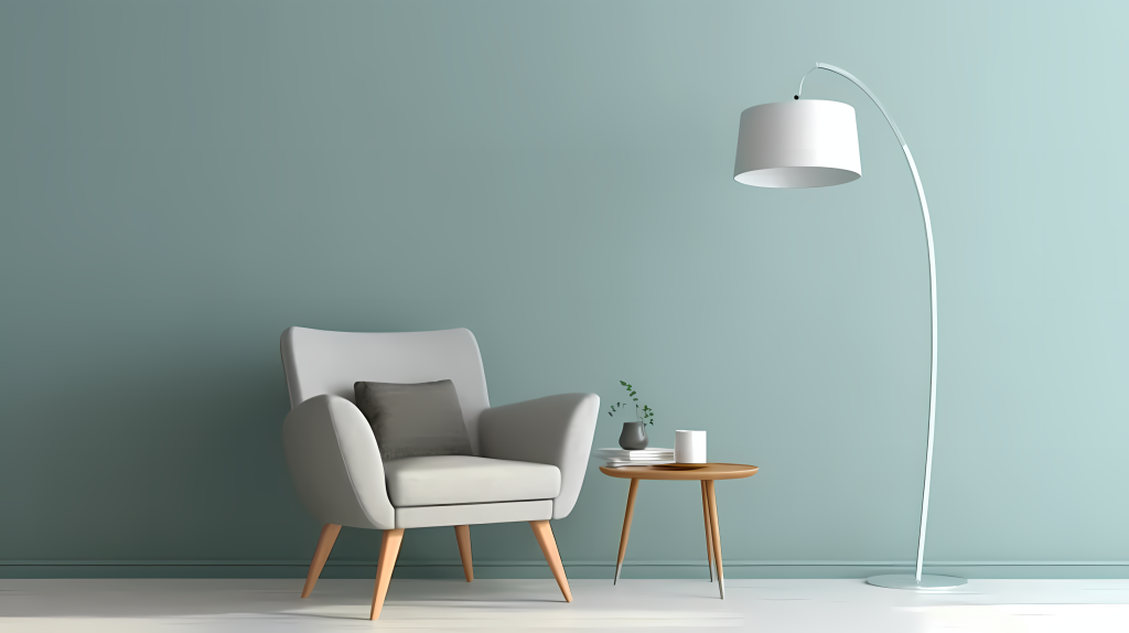 自然柔和色调的绿白蓝组合沙发桌摄影版权图片下载