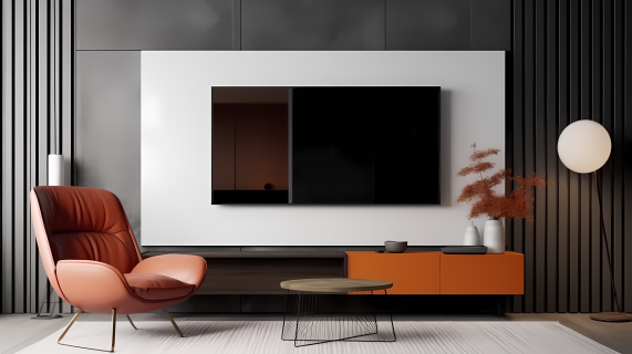 现代北欧风格深白棕色客厅摄影图片