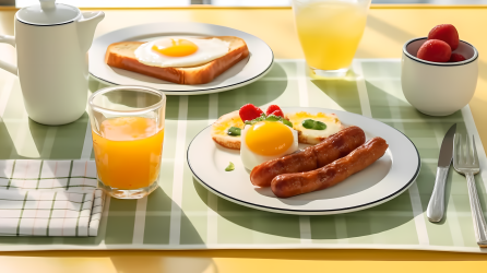 法式吐司与煎蛋早餐摄影图片