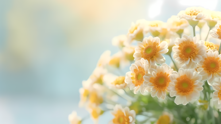 柔和梦幻清新黄色雏菊花瓶摄影图版权图片下载