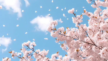 樱花与蓝天的自然风格摄影图