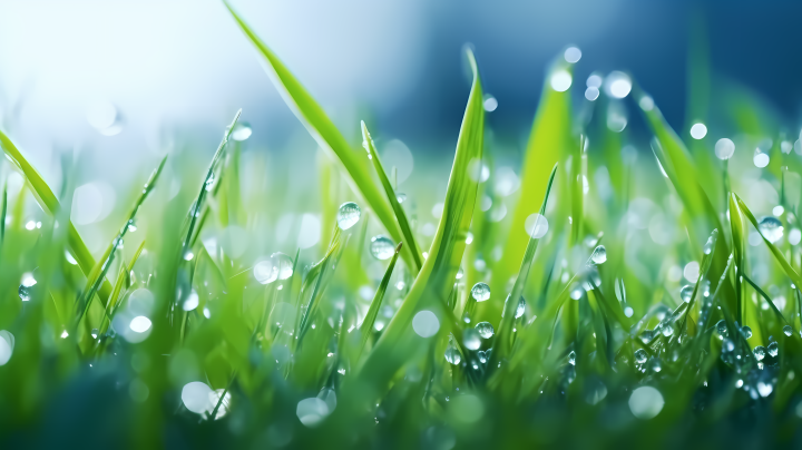 细雨霏霏草色青青摄影图版权图片下载