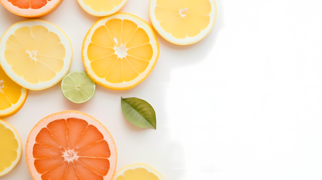 清新水果柑橘碎片摄影图