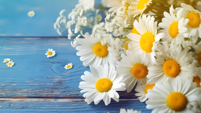 白色小雏菊花卉摄影图