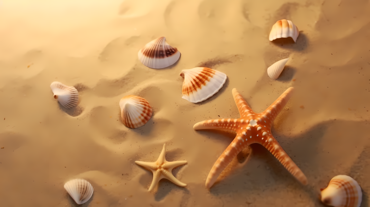 海滩上的漂亮海星摄影图版权图片下载