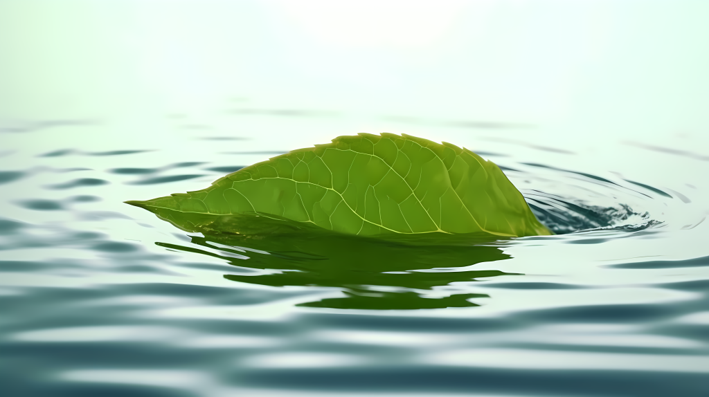 水上树叶水波荡漾倩影摄影图版权图片下载