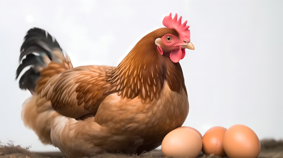 母鸡守护蛋窝摄影图