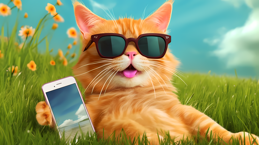 橘色太阳镜猫摄影图版权图片下载