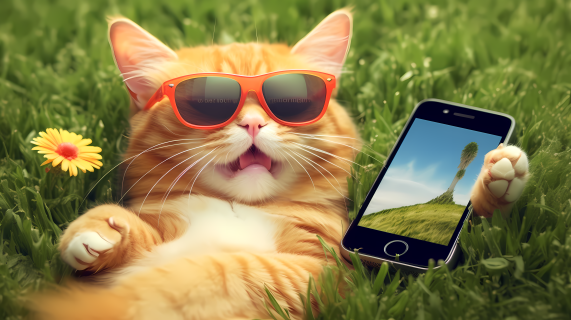 橙色太阳眼镜猫摄影图
