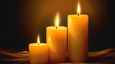 暮色中的三支蜡烛摄影图