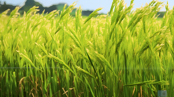 金黄与淡棕色风格的绿稻田摄影图版权图片下载