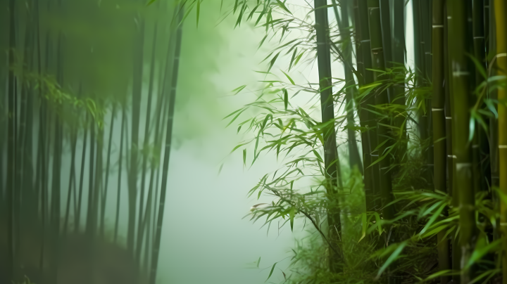 竹林迷雾自然风光摄影版权图片下载
