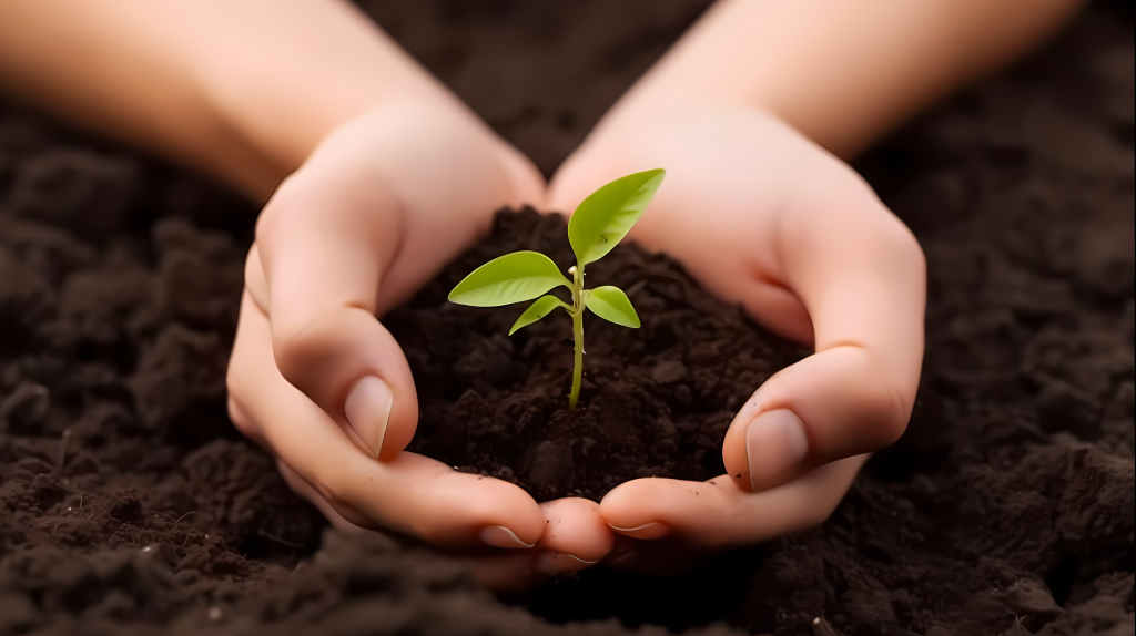 女子插秧种树摄影图片