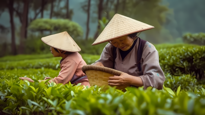采茶女人自然风景摄影图片