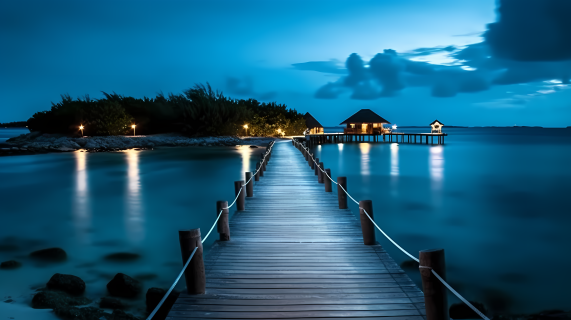 马尔代夫浪漫河景风光摄影图
