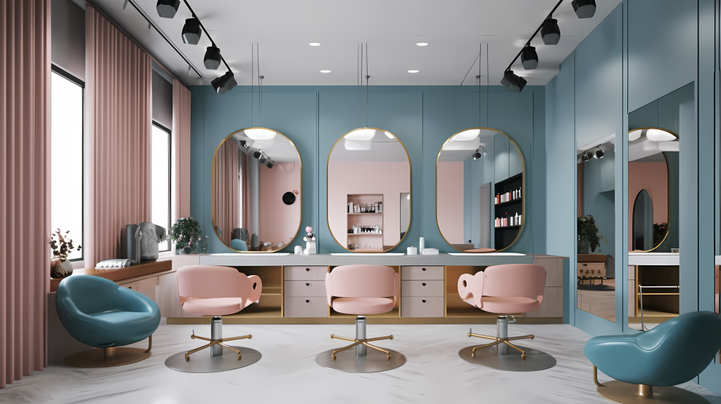 清新淡雅的蓝色椅小型沙龙摄影图