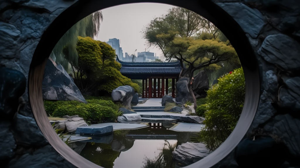 石林荒野中的珠形倒影摄影图