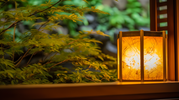 富山寺禅园户外照明摄影图