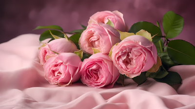 浪漫自然：粉色花朵静物摄影图