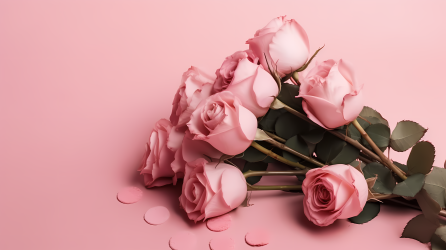 粉色玫瑰花束在巴黎风情背景下的y2k摄影图