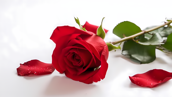白底红玫瑰花瓣摄影图版权图片下载