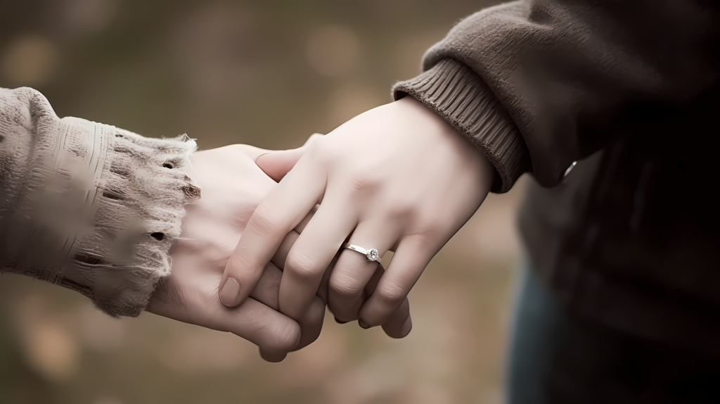 手牵手共赏青草原野摄影图版权图片下载