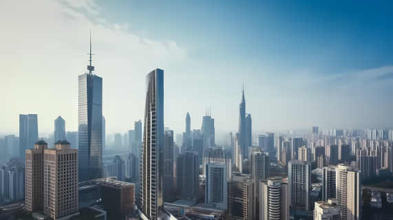 高端城市高层建筑的天际线景观摄影图片