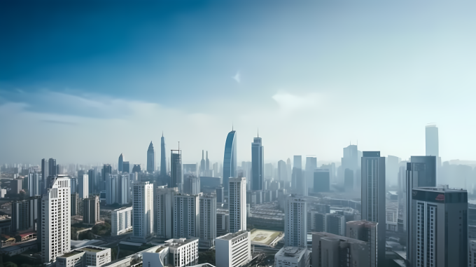 高端城市高楼林立的天际线摄影图片