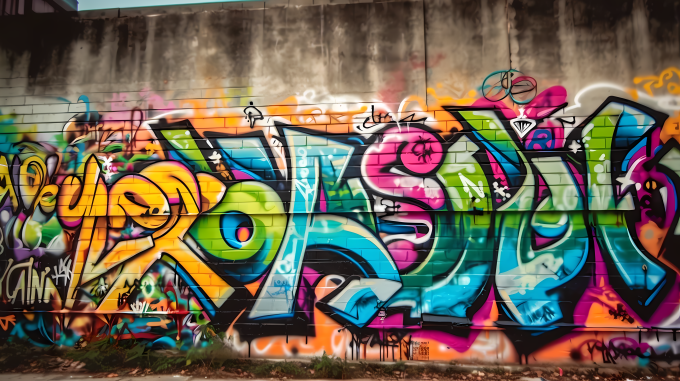 多彩涂鸦墙摄影图片