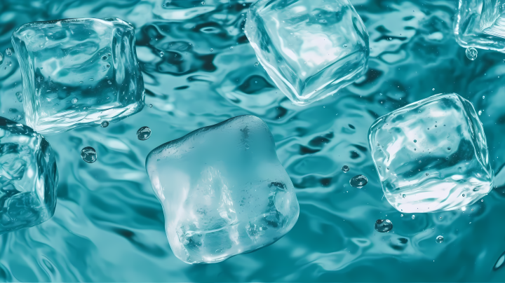 冰蓝漂浮水面上的冰块摄影版权图片下载