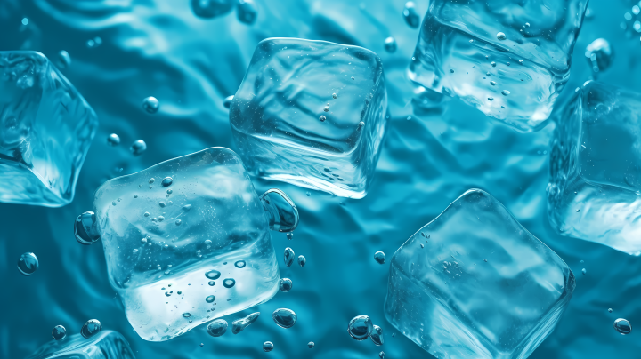 冰蓝浮水与冰块的摄影版权图片下载