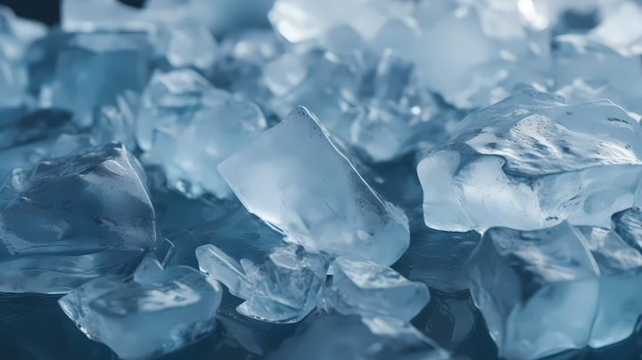 冰之幻景：冰块散落在冰面上的摄影版权图片下载