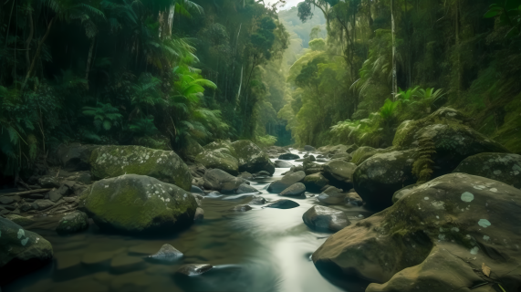 热带象征意义的雨林河流摄影图