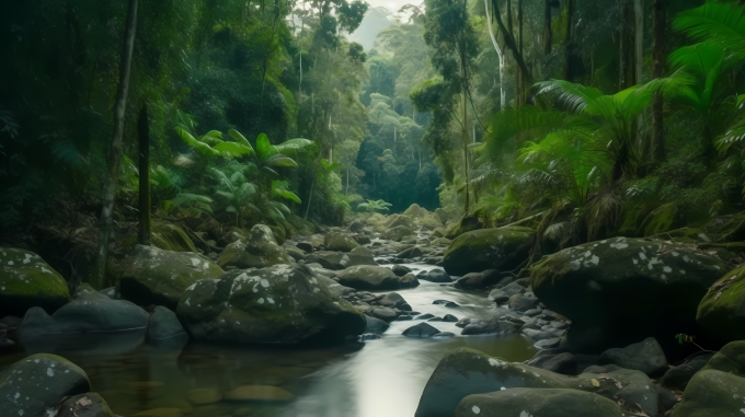 热带雨林河流摄影图