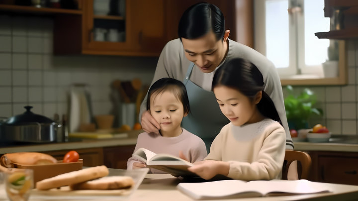温馨家庭快乐读书摄影版权图片下载