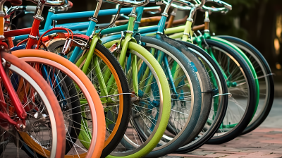 色彩斑斓的自行车摄影图