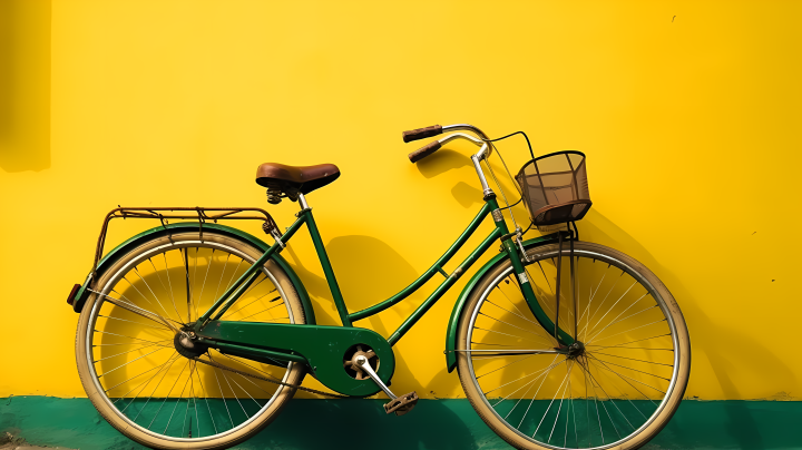 印度风情绿色自行车版权图片下载