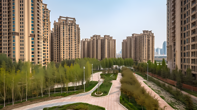 中国城市发展的风景和城市公园视角摄影图片