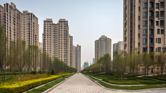 中国城市发展的风景与城市公园视角摄影图片