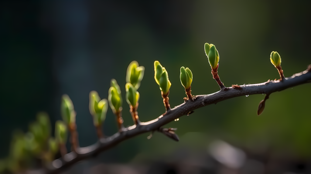 生机勃勃的树苗芽，立体摄影图