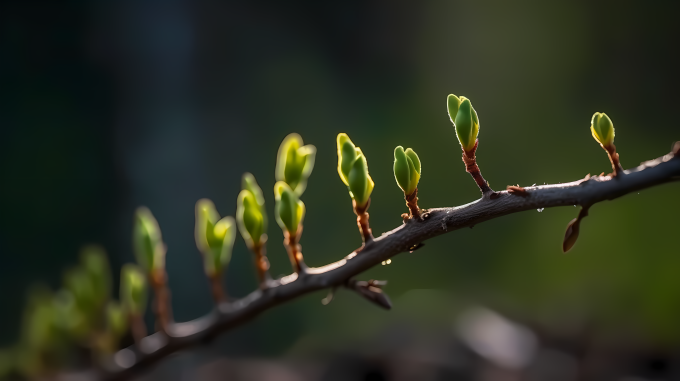 生机勃勃的树苗芽，立体摄影图