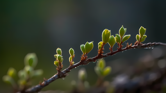 树蕾发芽植物树枝