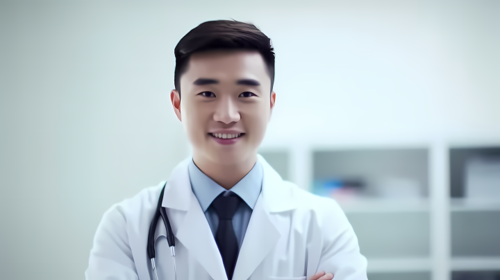 微笑的中国男医生图片摄影图版权图片下载