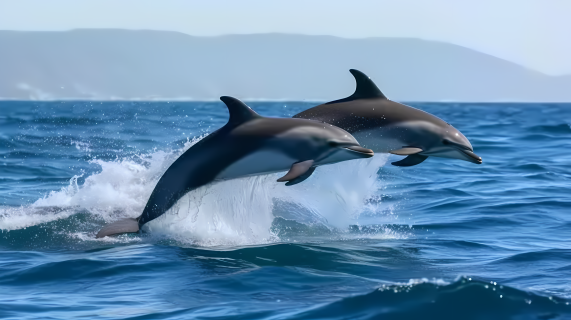 海洋中的两只海豚影图片
