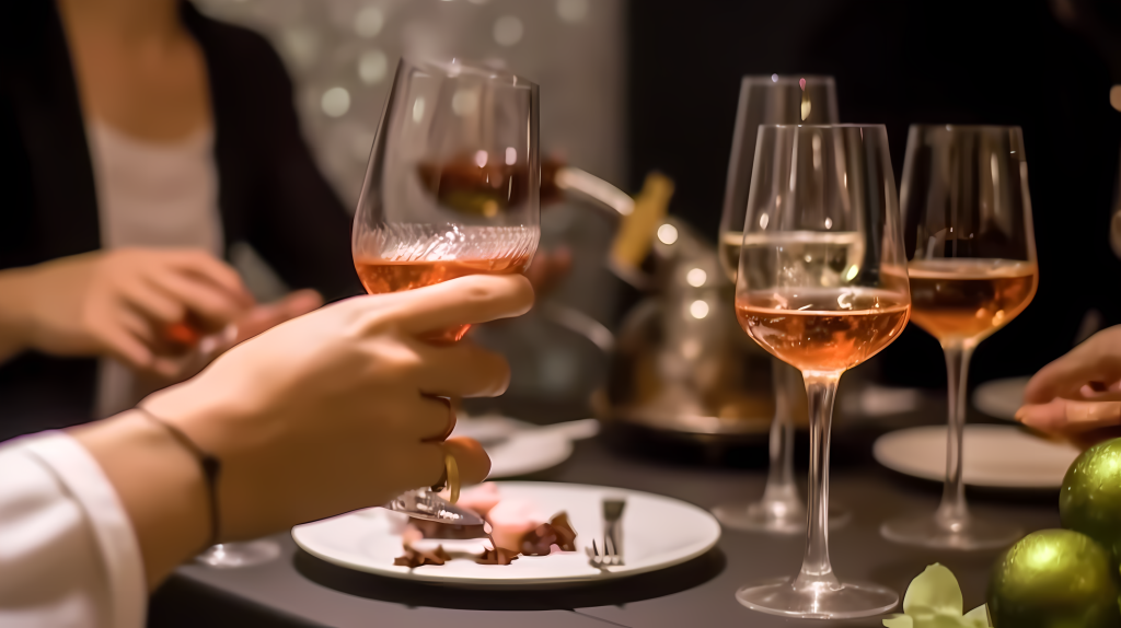 香槟碰杯摄影图