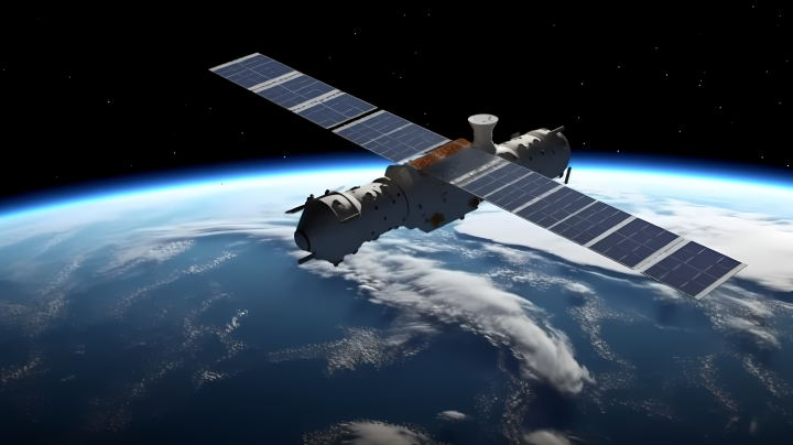 太空飞船在地球边角的摄影版权图片下载