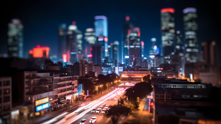 夜晚城市霓虹灯摄影版权图片下载